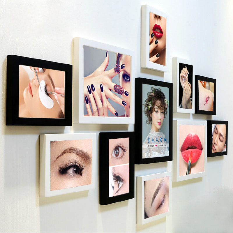 Korean semi-permanent poster eyebrow beauty salon background wall decorative painting photo frame hanging painting pattern embroidery Nail art photo wall
