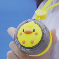 Small Cute Duck Small Fan Hung Neck Cute Cartoon Mute Girl Child Portable Mini Charging Mini Student