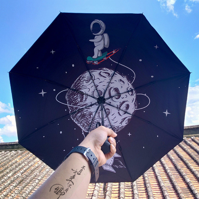 Astronaut sunshade umbrella rainy and sunny dual-use sunshade girls male sunscreen anti-UV tide brand automatic folding umbrella