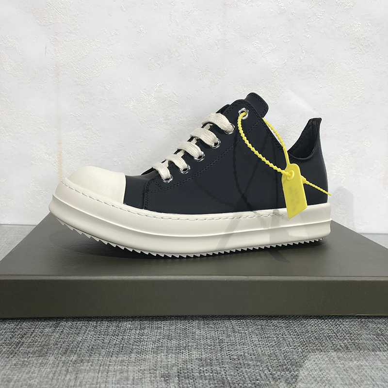 Round low-top shoes men's new leather top layer silk cowhide milk fragrant thick bottom lace-up casual couple sneakers trend