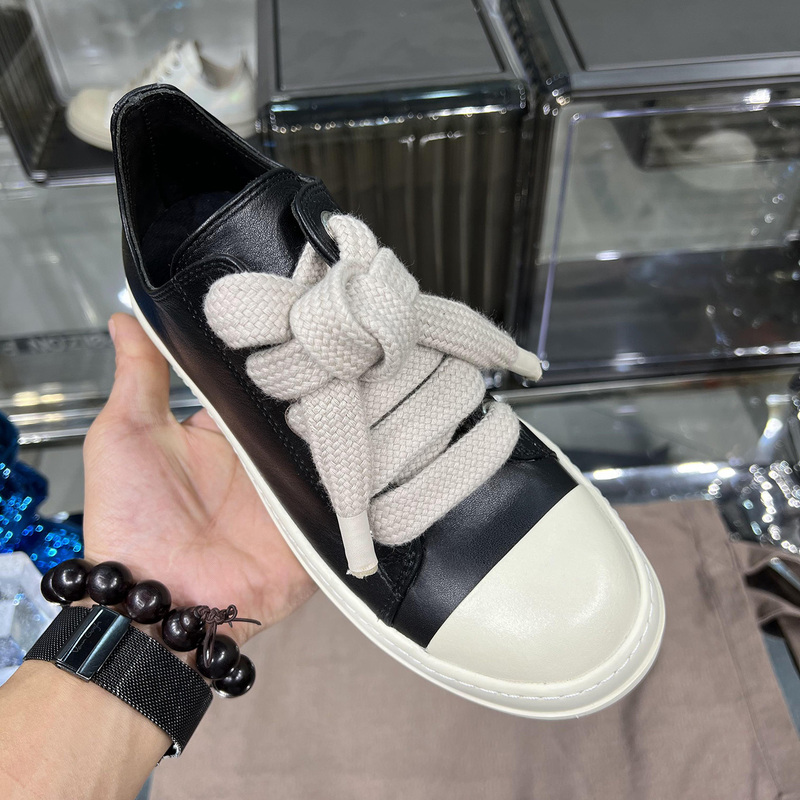 High-End Version Thick Laces Low-Top Shoes for Men and Women, Genuine Leather Thick-Soled Height-Increasing Niche High-Street Casual Sneakers for Women, Trendy