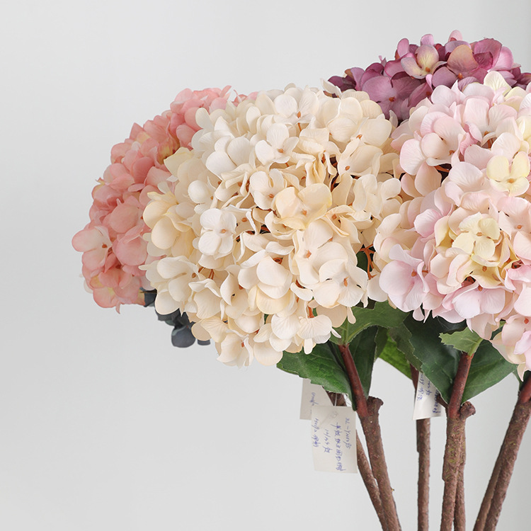 European-style simulation single hydrangea fake flower simulation flower home living room furnishings dining table plastic silk flower flower decoration H8