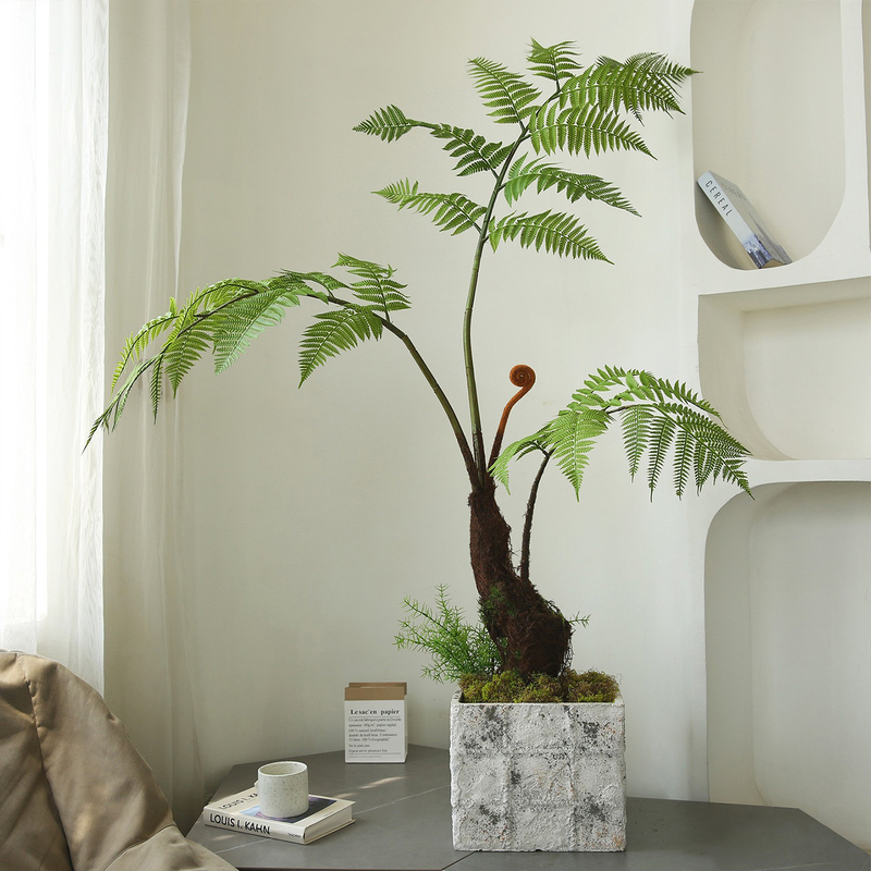Artificial Golden Monkey Fern Green Plant for Landscaping, Window Display, Soft Decoration, Tea Room, Zen Style, Japanese Style, New Chinese Style Monkey Head Fern Potted Plant