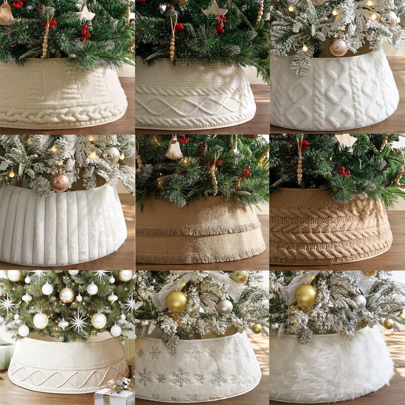 Christmas Tree Skirt, Three-Dimensional Round Plush Tree Fence, Christmas Tree Base, Window Display Scene Decoration Ornament