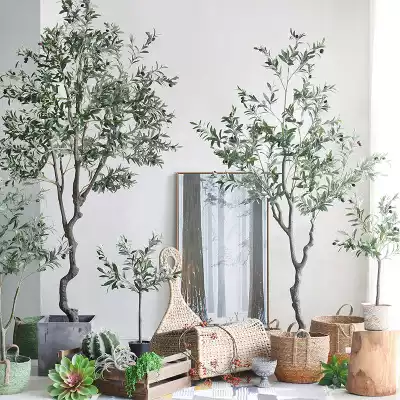 Nordic style green plant simulation olive tree Eucalyptus potted floor-to-ceiling large bonsai interior decoration living room fake plant 25