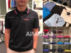 Рубашка поло 国现 aimo西班牙代购 prada 男士明星同款经典休闲短袖polo衫t恤