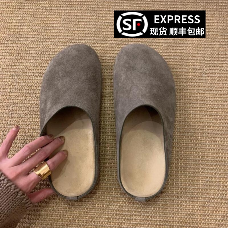 Waterproof 2026 Unisex Versatile Genuine Leather Half-Mules Comfortable Birkenstock-Style Flat Casual Closed-Toe Slippers Waterproof 2026 Unisex Versatile Genuine Leather Half-Mules Comfortable Birkenstock-Style Flat Casual Closed-Toe Slippers