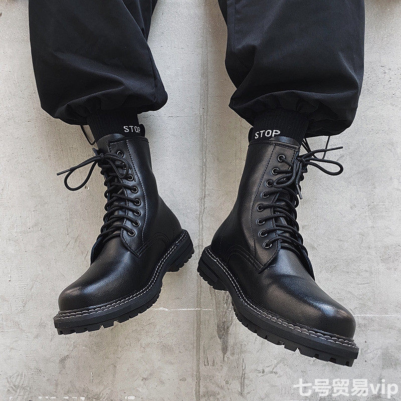 New Martin Boots in winter Gao British Wind Leather Boots plus-up boots in locomotives