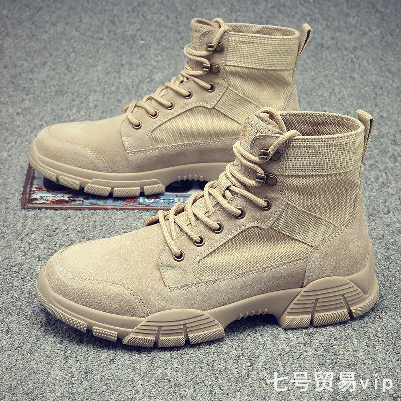 Spring New Leather Martin Boots Men Breathable Tactical Workshop Shoes Warrior Desert Training Boots