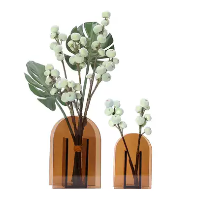 Light luxury modern simple orange flower arrangement glass vase table decorative flower living room home desktop ornaments