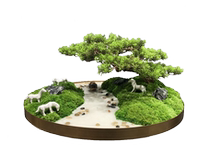 New Chinese immortal Moss bonsai hotel banquet restaurant table middle turntable decoration table flower disc ornaments