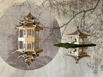 Chinese style Jiangnan ancient building assembly model Chinese Pavilion model house sales office Restaurant hanging decoration handmade ornaments