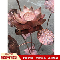 Pure copper lotus ornaments light luxury study office entrance hall living room home decoration large copper lotus painted sculpture