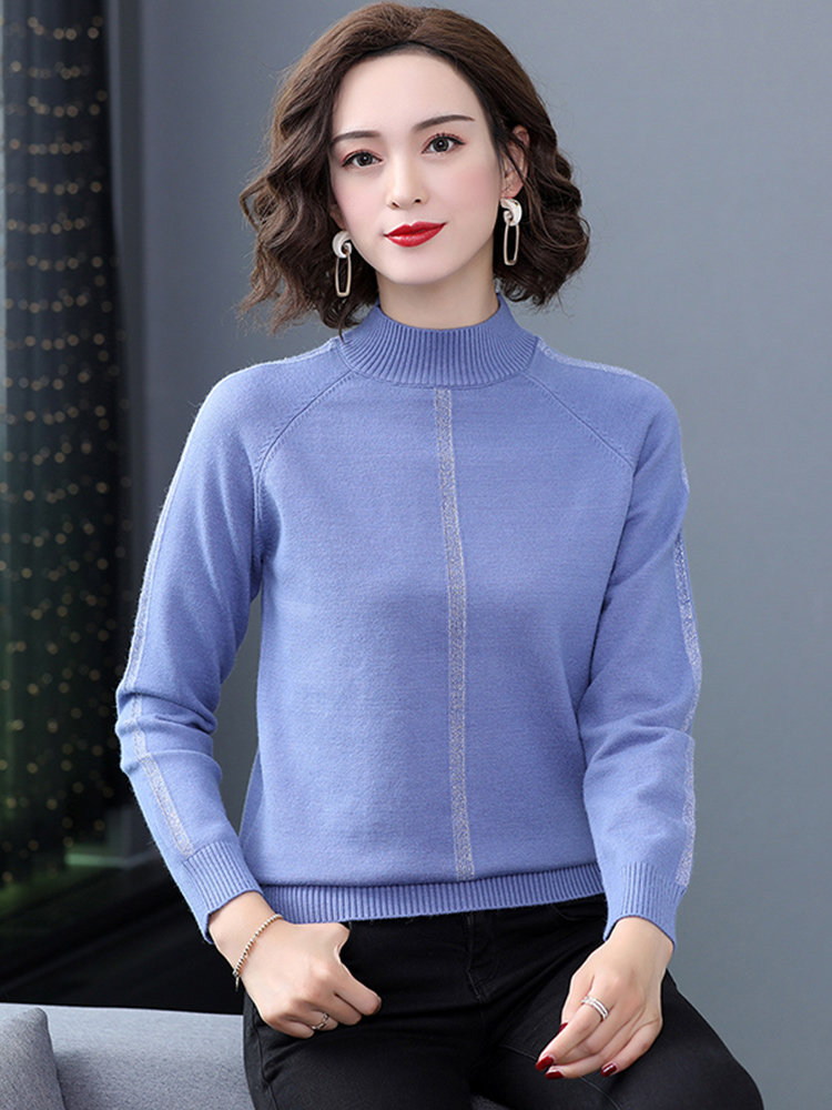 Semi-turtleneck sweater women loose outside wear 2021 autumn and winter new pullover sweater velvet thickened long-sleeved inner jacket