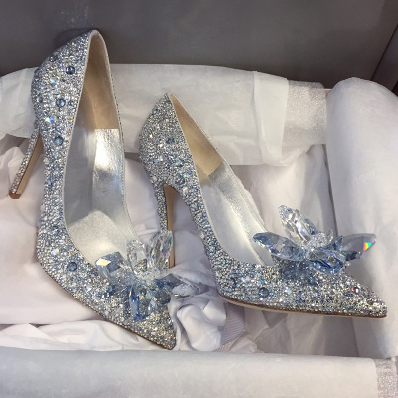 Lin Chi-ling's Cinderella Crystal Shoes, Women's 2026 Early Spring New Pointed Toe Stiletto Heel Wedding Shoes