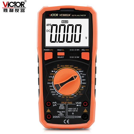 Victory Instrument 완전 보호 Victory 디지털 멀티미터 VC9802A + 라이브 와이어 판단 True RMS Electrician Universal