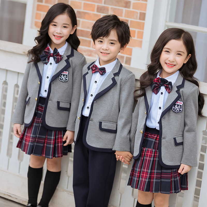 Kindergarten costume Spring and autumn children's photo costume British style performance costume children's suit primary school student class uniform