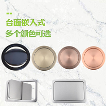 Round countertop garbage cover toilet towel paper barrel hospital bathroom embedded trash can table garbage flip cover