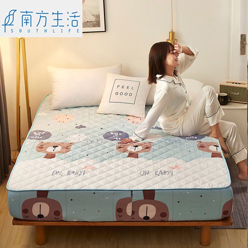 Thickened new antibacterial yarn-dyed quilted bedspread single and double skin-friendly breathable dust-proof protective sleeve elastic belt