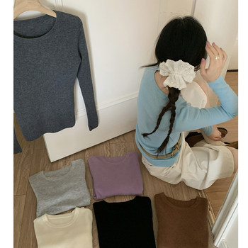 100% Merino Round-Neck Wool Base Layer for Women, Slim Fit Autumn and Winter Knitwear, 48-Count Ultra-Fine Wool Sweater