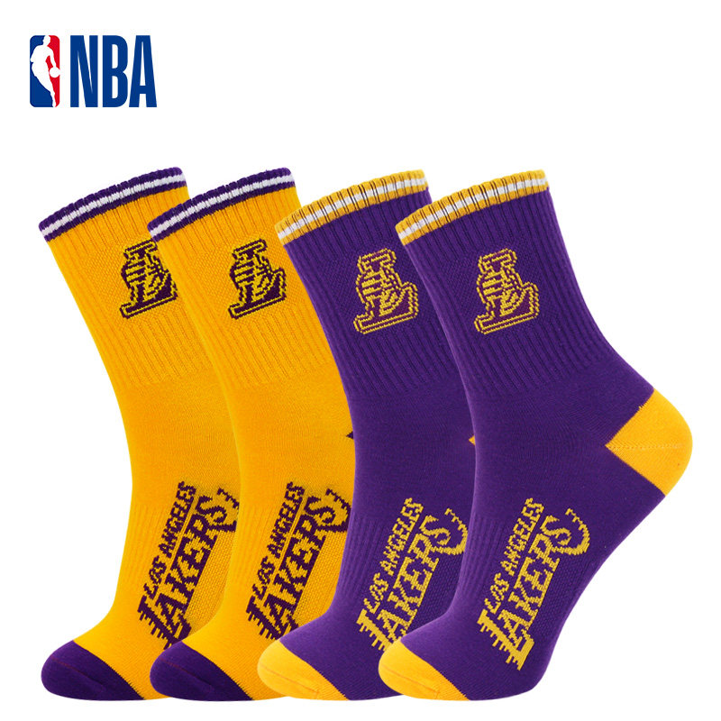 NBA Socks Men's Midcylinder Leisure Sports Summer Running Fitness Training Cotton Suck Sweat-breathable Basketball Sox Lakers