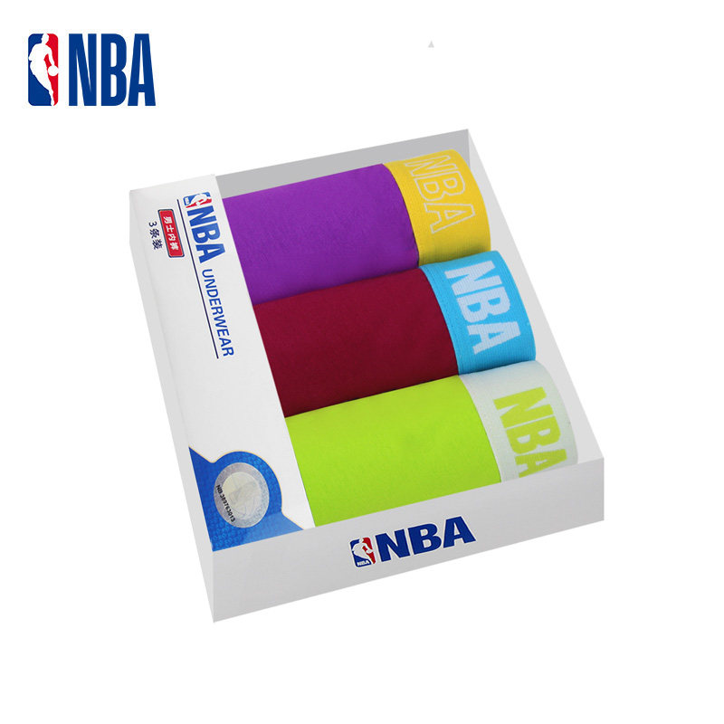 NBA Men's Underwear Fashion Flat Angle Elastic Cotton Mid-Waist Four-corner Pants Breathable Comfort U Convex Casual Sports Safety Pants