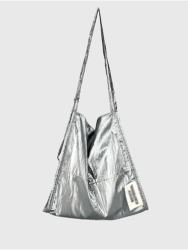 Вместительная и большая серебряная сумка через плечо, модная сумка на одно плечо, шоппер, в корейском стиле, Южная Корея, изысканный стиль