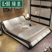 Leather Bed Double Bed Modern Brief About 1 5 m Bed Bedroom Stylish Wedding Bed Small Family master bedroom genuine leather bed 1 8 m