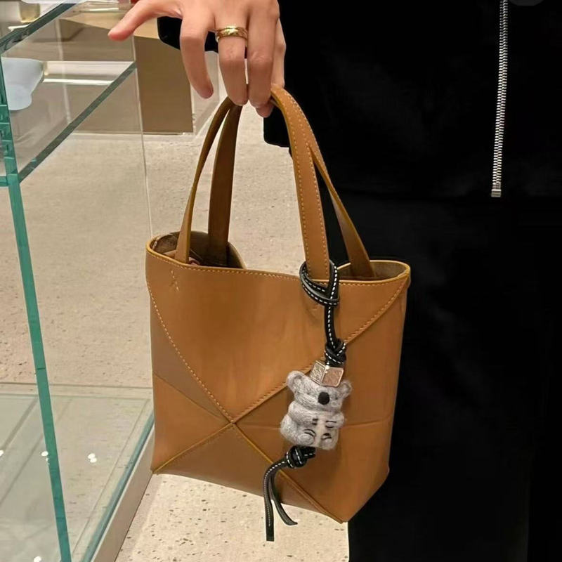 Imported Cowhide Puzzle Fold Geometric Foldable Tote Bag Women's Handbag Shoulder Bag Crossbody Bag Shopping Bag