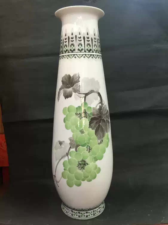 醴陵群力老瓷器--釉下彩25cm花瓶，蓝色双凤底款，90年代生产-淘宝