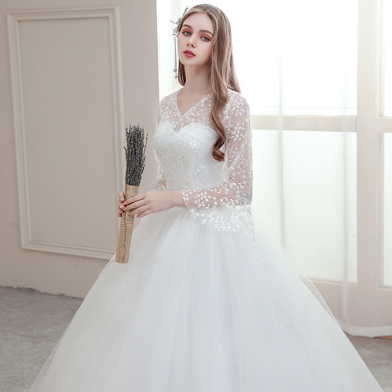 Wedding Dress 2025 New Style Long-Sleeved French Lace Bridal Gown Dreamy Forest Style Floor-Length Slimming Wedding Dress Wedding Dress 2025 New Style Long-Sleeved French Lace Bridal Gown Dreamy Forest Style Floor-Length Slimming Wedding Dress