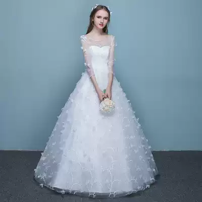 Wedding dress 2021 new pregnant woman high waist wedding dress lace petals one shoulder wedding dress princess wedding dress winter