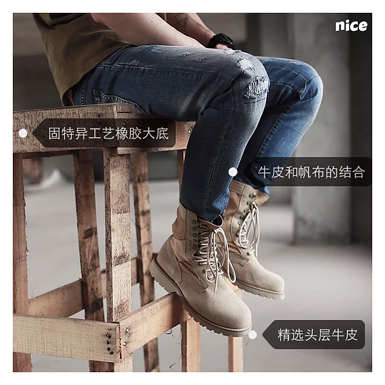 Mùa hè của Nam Giới Boots Retro Dụng Cụ Khởi Động Da Boots Breathable Da Cao Khởi Động Người Anh Gió Martin Khởi Động Sa Mạc Khởi Động