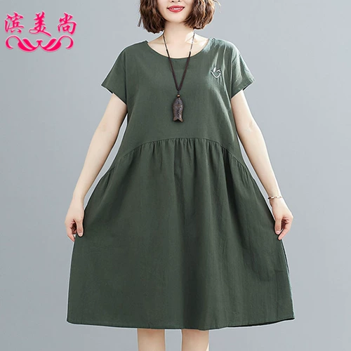 Платье, юбка, летняя одежда, приталенный корсет, с вышивкой, из хлопка и льна, коллекция 2021