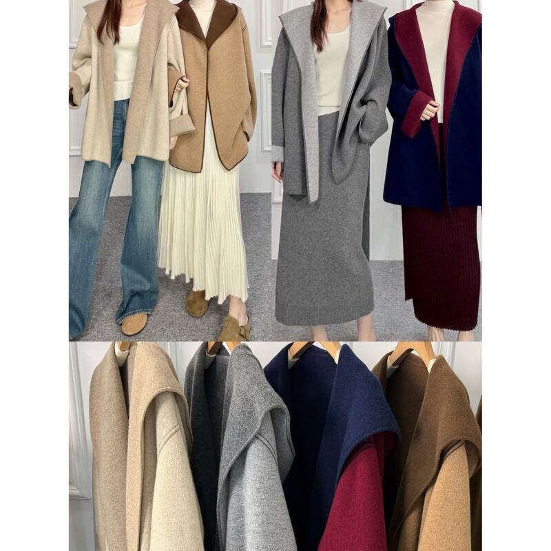 Sa Heavy-Duty Double-Sided Reversible Lycra Hooded Cashmere Coat