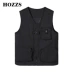 Áo khoác nam mùa thu 2019 cá tính mới xu hướng vest đen nhiều túi dụng cụ kiểu áo vest - Dệt kim Vest Dệt kim Vest