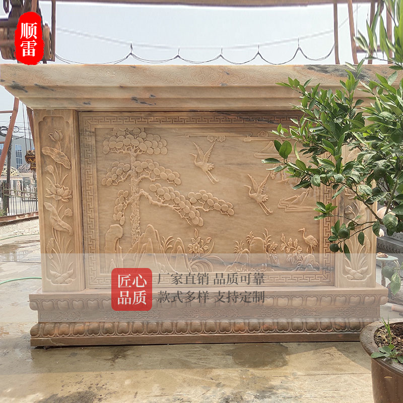 Stone carving relief shadow wall Han Baiyu courtyard sunset glow red blessing word floor carving Chinese bluestone antique porch wall carving