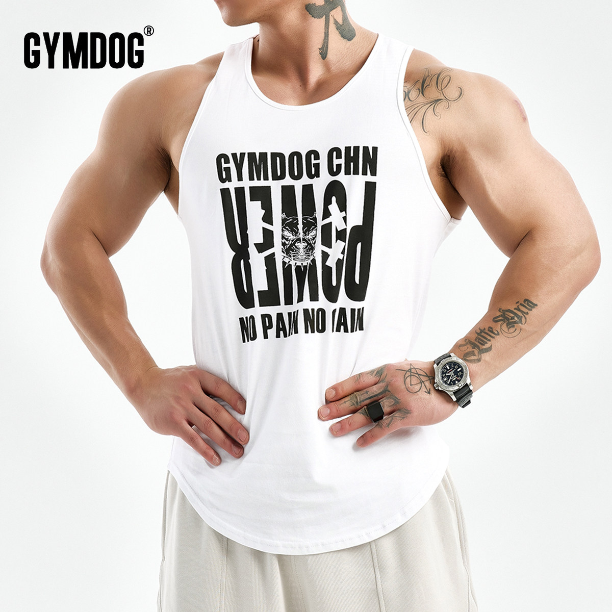 GYMDOG Jim Doug Dog Head Stamp Sport Vest Men Running Muscle Training Sleeveless T-shirt Fitness Dresses