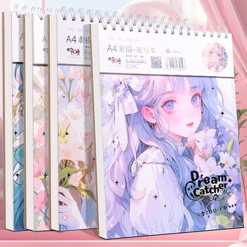 Cute A4 Spiral Sketchbook for Girls, Drawing Book, Sketching Notebook, Special Drawing Paper for Students, Hand-Drawn Art Paper, Doodle Book, Coloring Book
