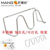 Trailer rack wall-mounted non-perforated perforated stainless steel waterproof shoe rack Simple shoe shop display rack bathroom shoe rack