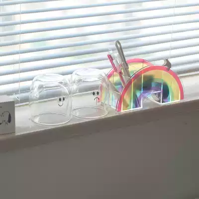 Acrylic meow warlock new product ins wind Nordic Korea Rainbow desktop office stationery small storage box pen