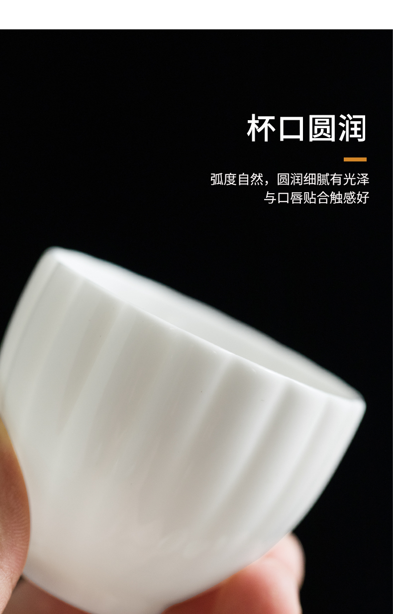Dehua white porcelain teacup household suet jade sample tea cup ceramic masters cup kung fu tea tea set small, single cup of tea