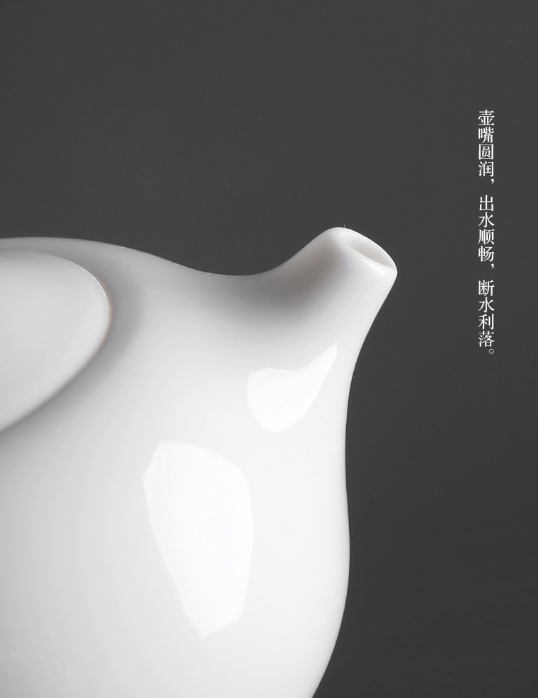 The professor dehua white porcelain teapot household contracted kung fu tea set ceramic single pot of suet jade mini tea