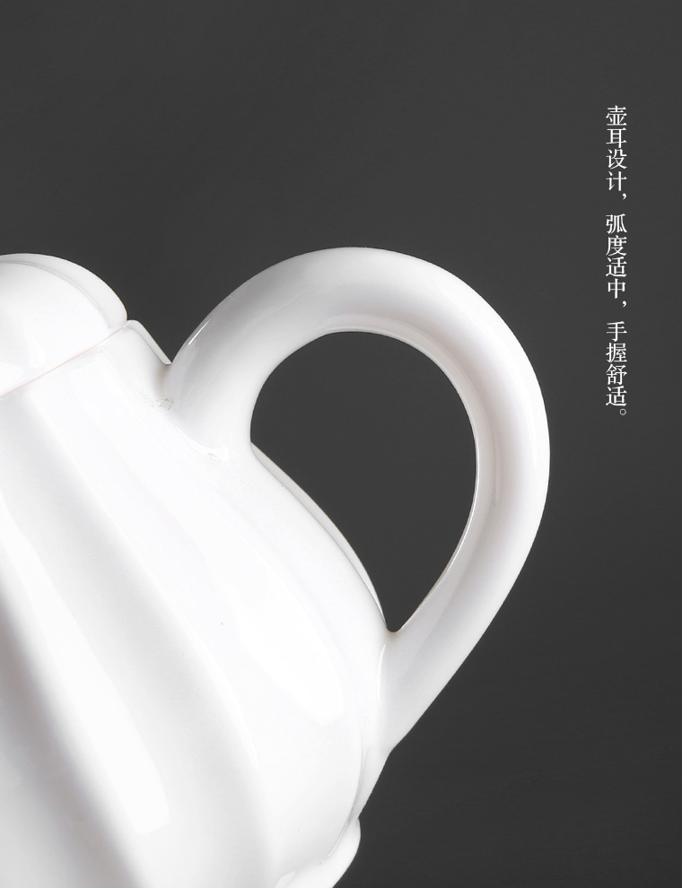 The professor dehua white porcelain teapot household contracted kung fu tea set ceramic single pot of suet jade mini tea