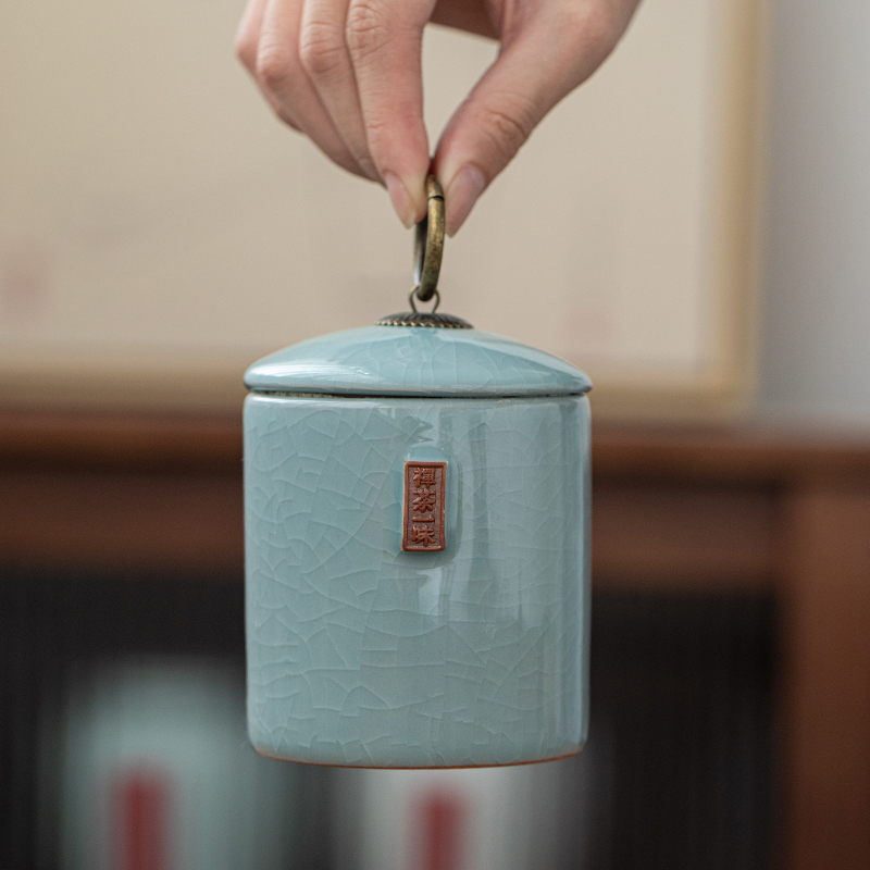 Caddy fixings portable elder brother up with ceramic seal tank mini size of household moistureproof travel POTS tea box storehouse