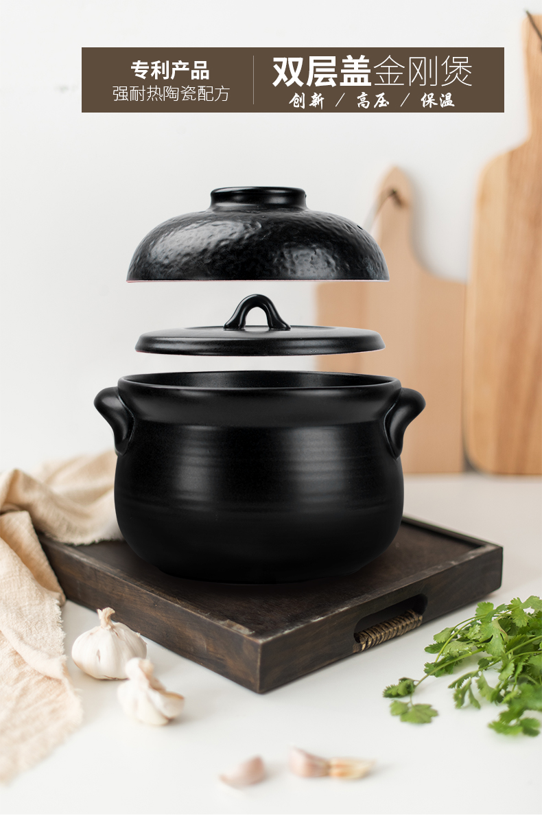 The professor creative Japanese casserole pot stew household gas flame ceramics with double cover dry pot of porridge to hold to high temperature