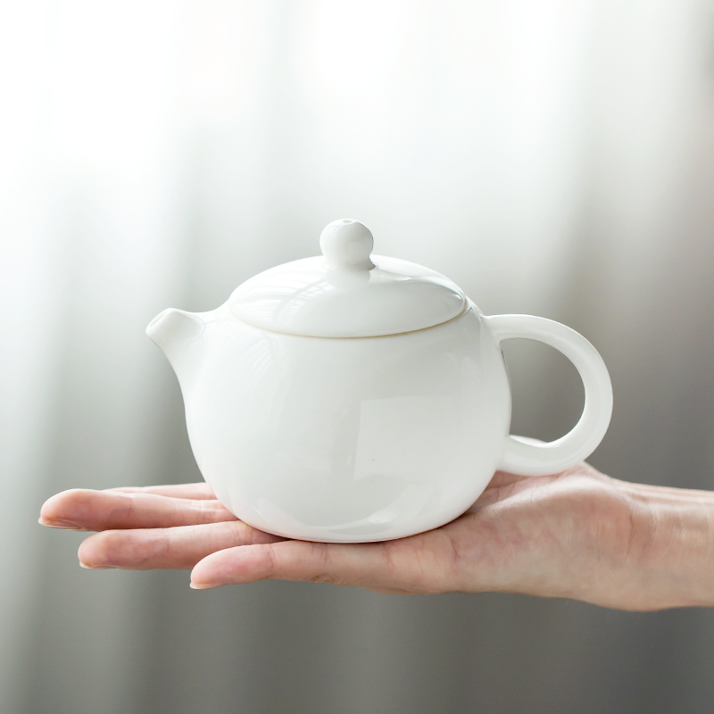 Dehua white porcelain beauty teapot single pot of household of Chinese style one size ceramic kung fu tea with filter device
