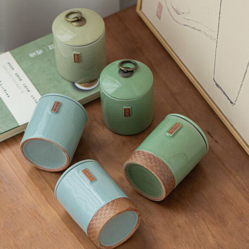 Caddy fixings portable elder brother up with ceramic seal tank mini size of household moistureproof travel POTS tea box storehouse