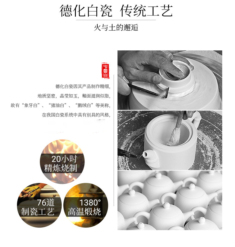 Dehua white porcelain suet jade kung fu master tea cup of artificial hand size custom ceramic tea cup