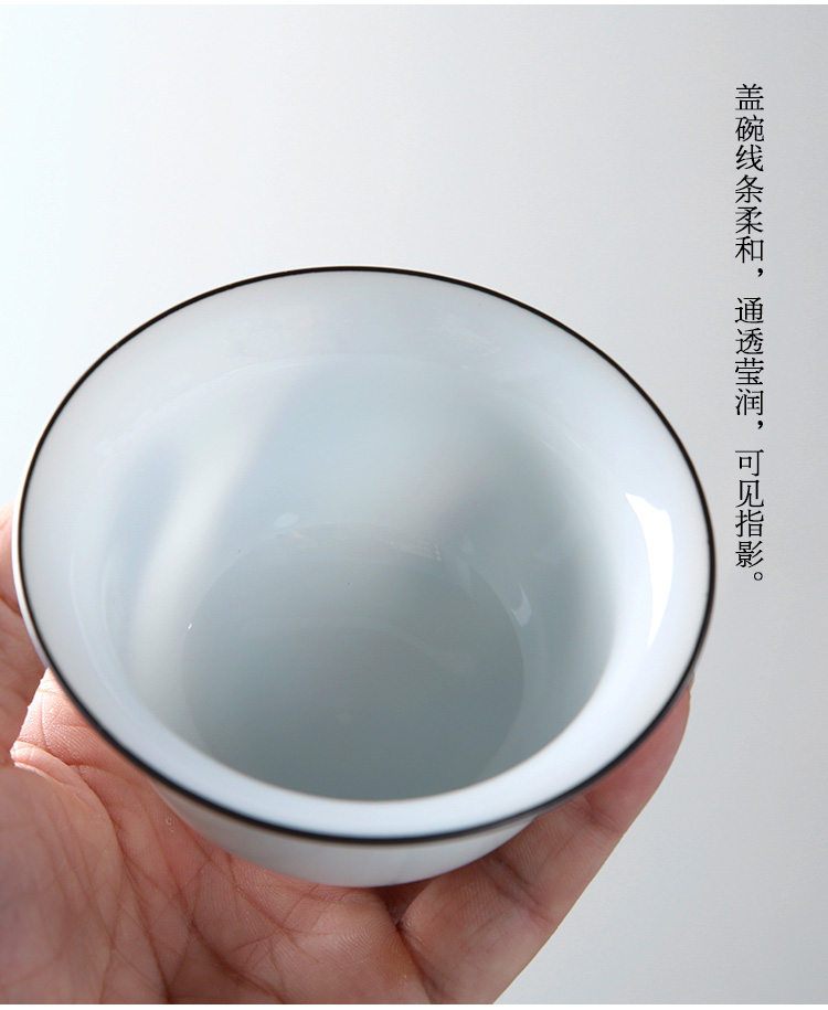 Dehua white porcelain three han just tureen hand - made ceramic household teapot size kung fu tea cups to use